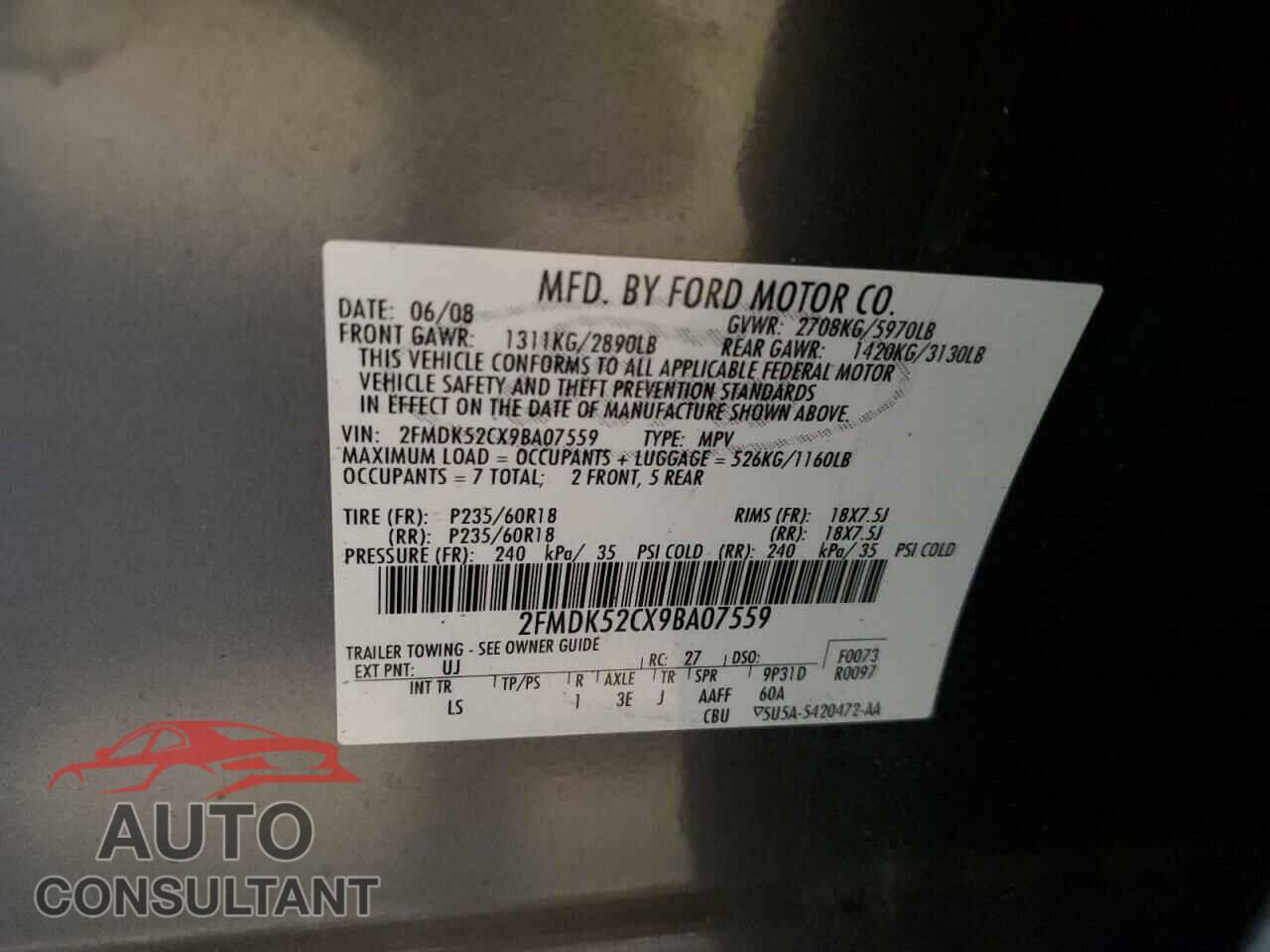 FORD FLEX 2009 - 2FMDK52CX9BA07559