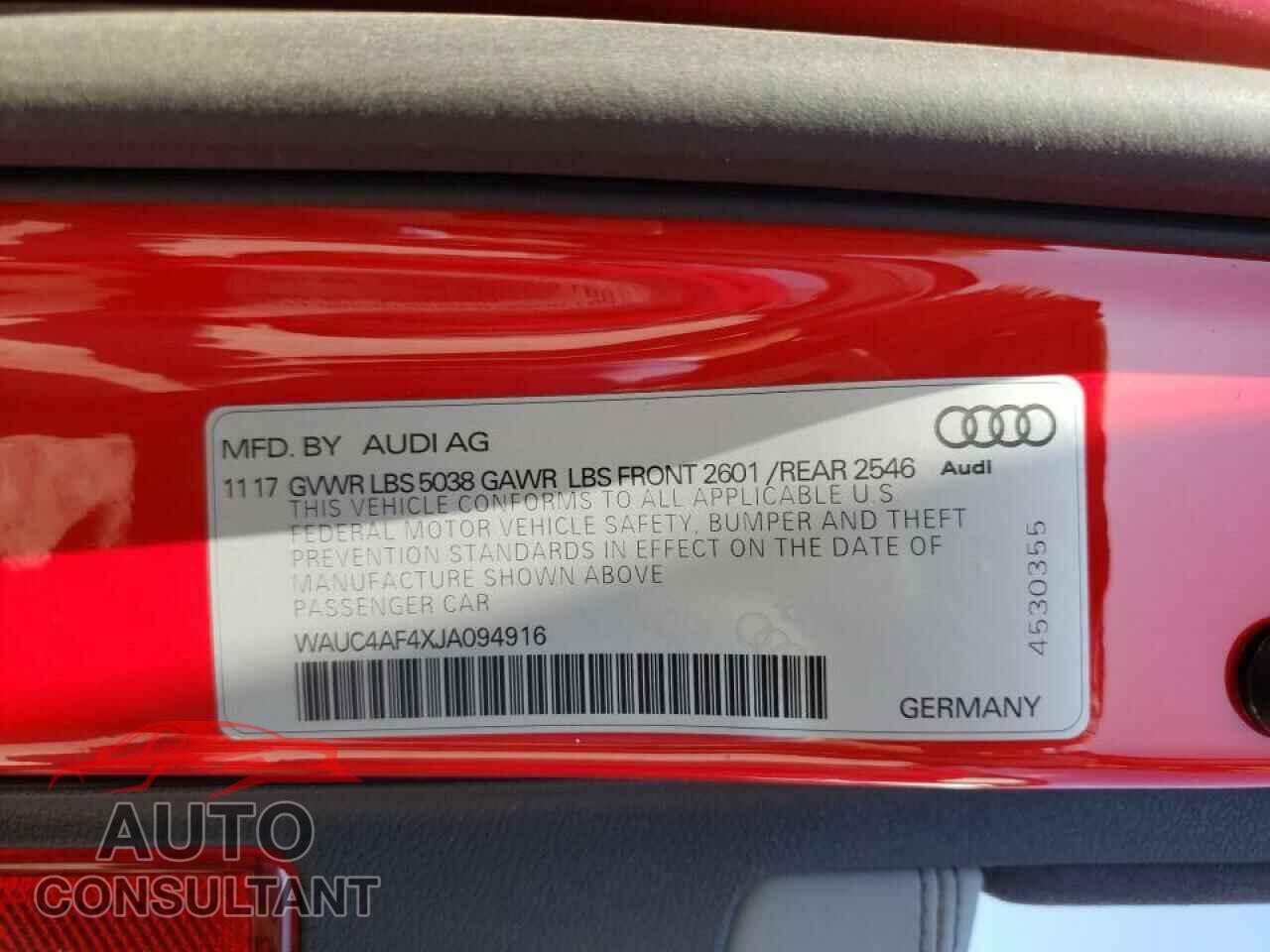 AUDI S4/RS4 2018 - WAUC4AF4XJA094916