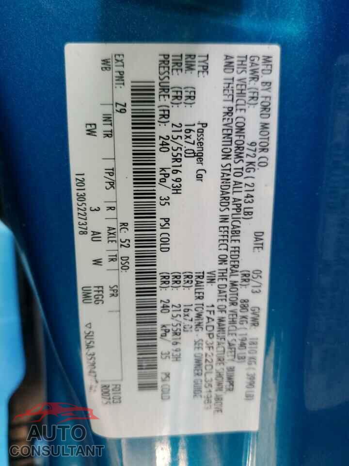 FORD FOCUS 2013 - 1FADP3F22DL351963