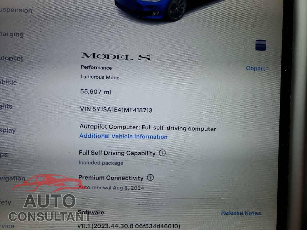 TESLA MODEL S 2021 - 5YJSA1E41MF418713