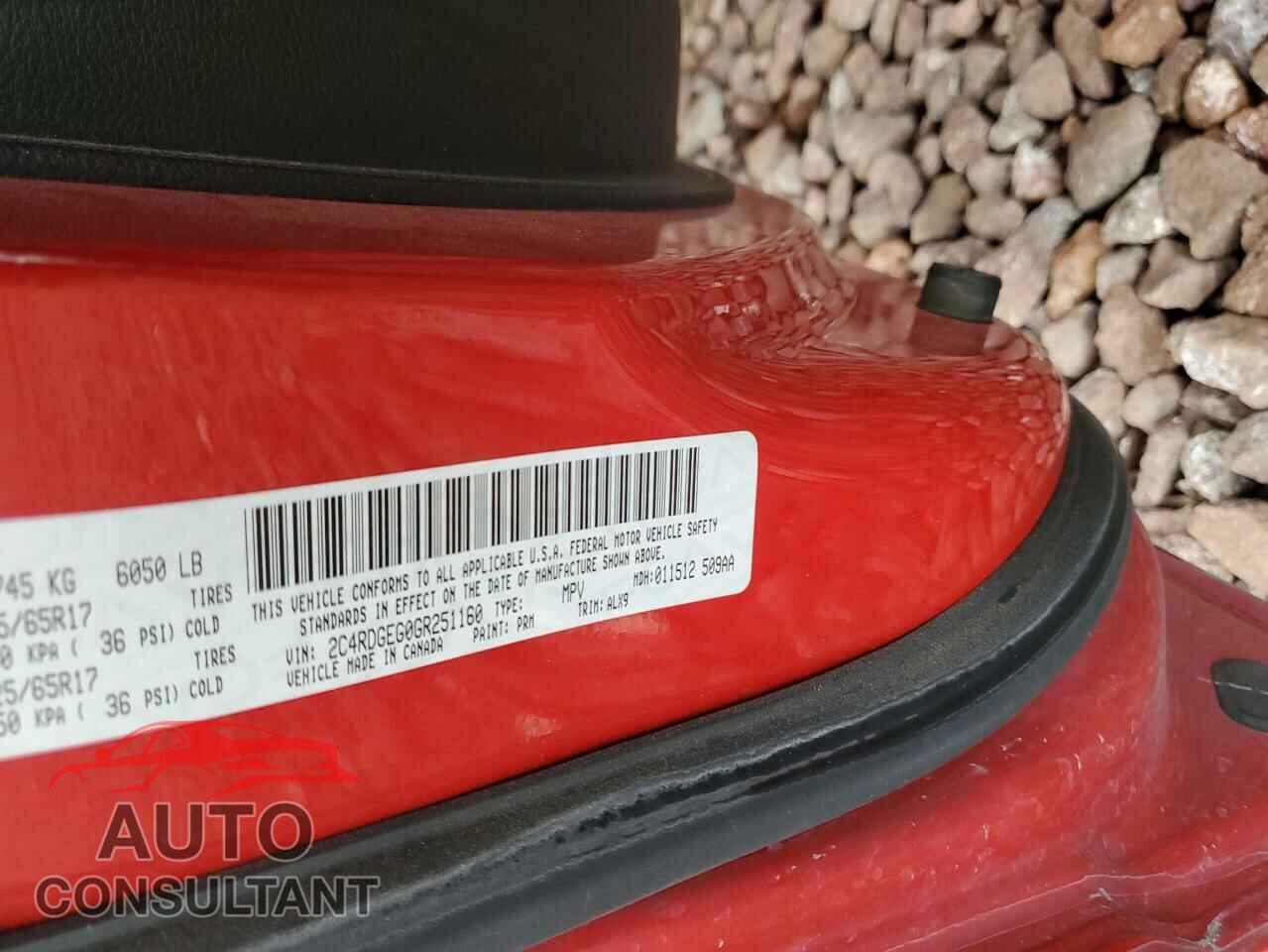DODGE CARAVAN 2016 - 2C4RDGEG0GR251160