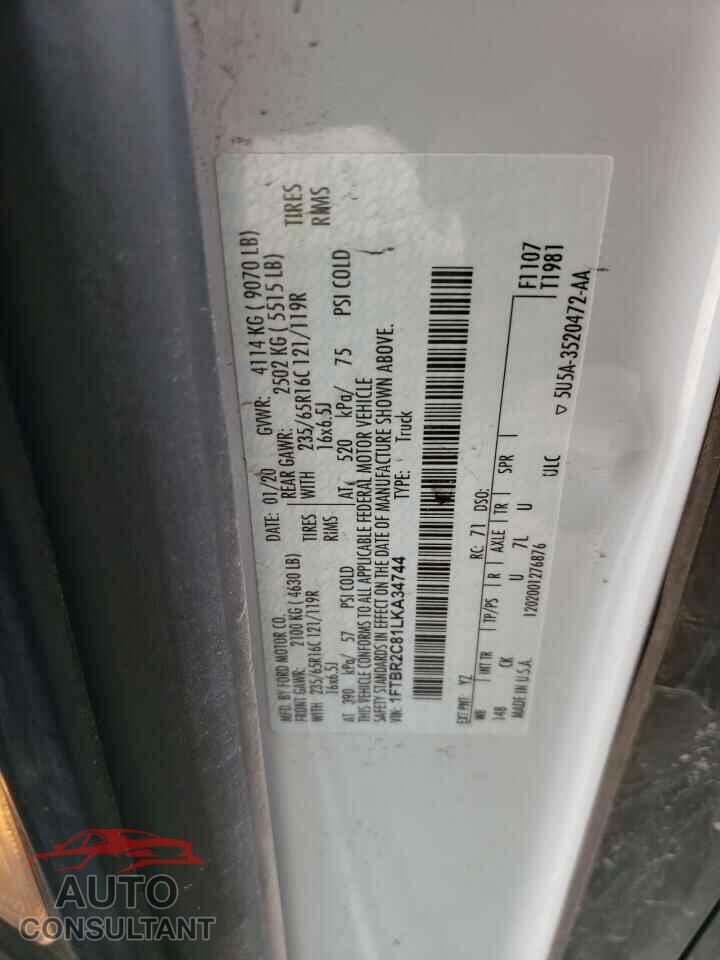 FORD TRANSIT CO 2020 - 1FTBR2C81LKA34744