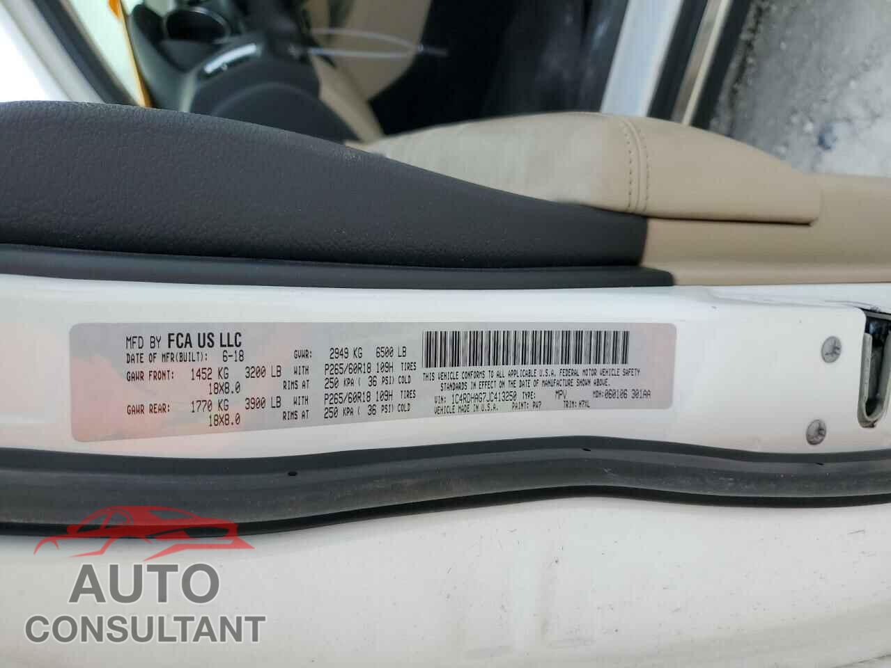 DODGE DURANGO 2018 - 1C4RDHAG7JC413250