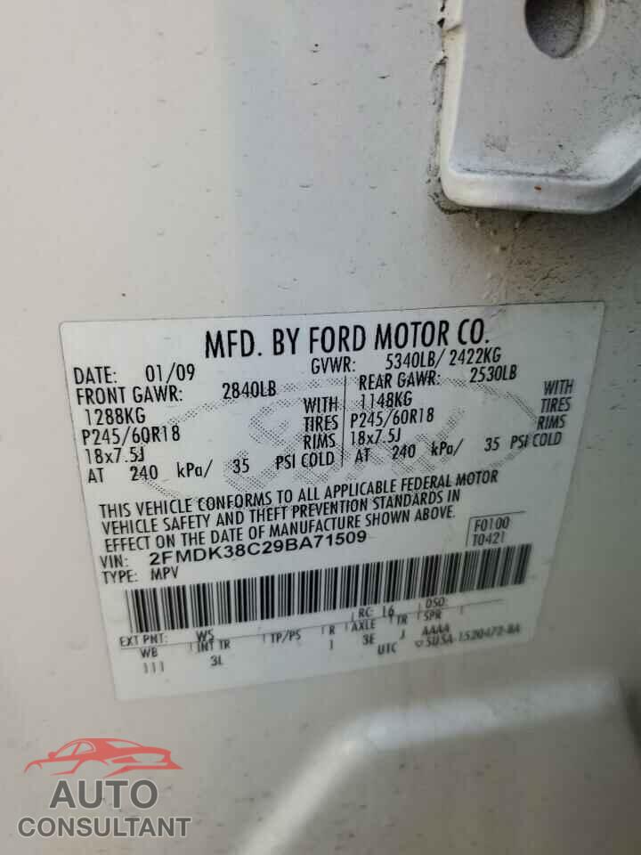 FORD EDGE 2009 - 2FMDK38C29BA71509