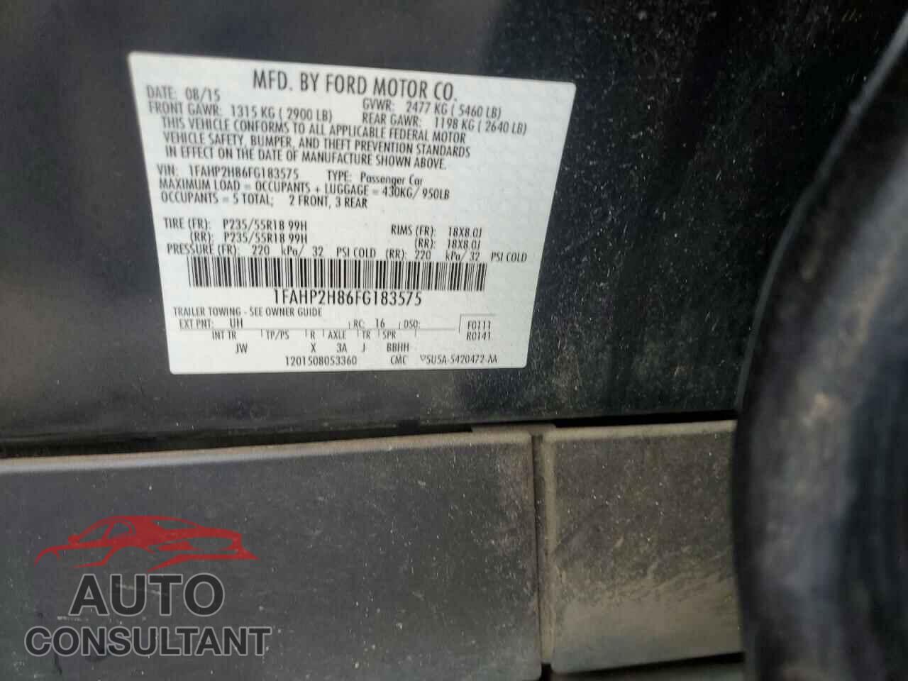 FORD TAURUS 2015 - 1FAHP2H86FG183575