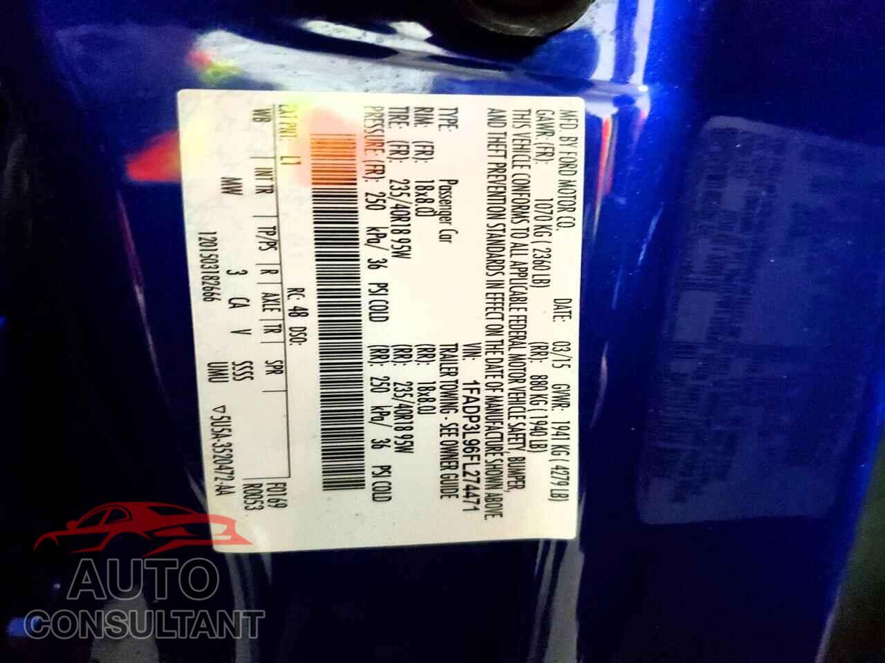 FORD FOCUS 2015 - 1FADP3L96FL274471
