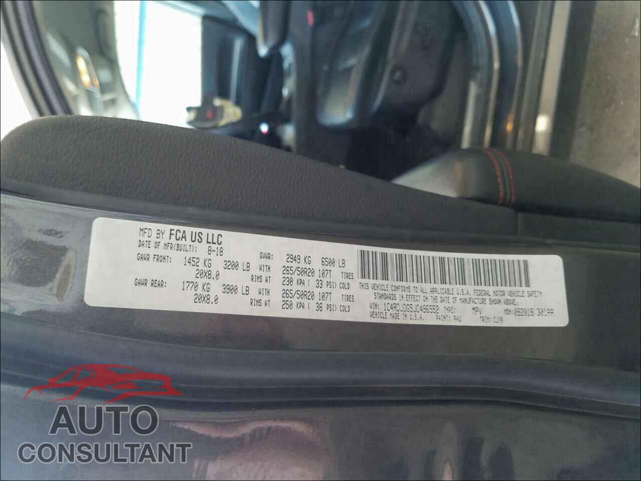 DODGE DURANGO 2018 - 1C4RDJDG5JC496552