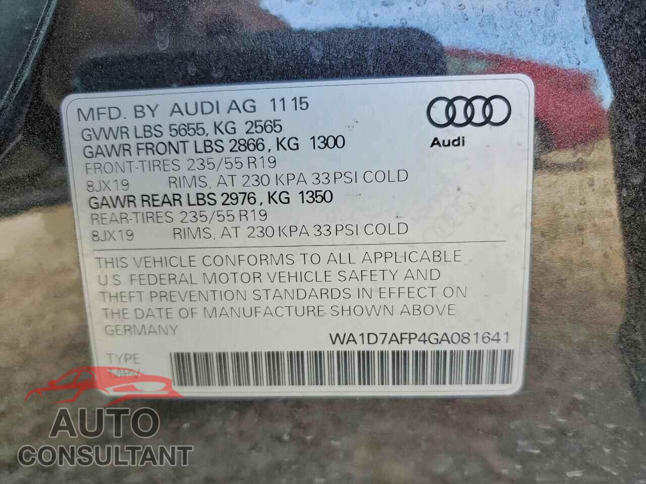 AUDI Q5 2016 - WA1D7AFP4GA081641