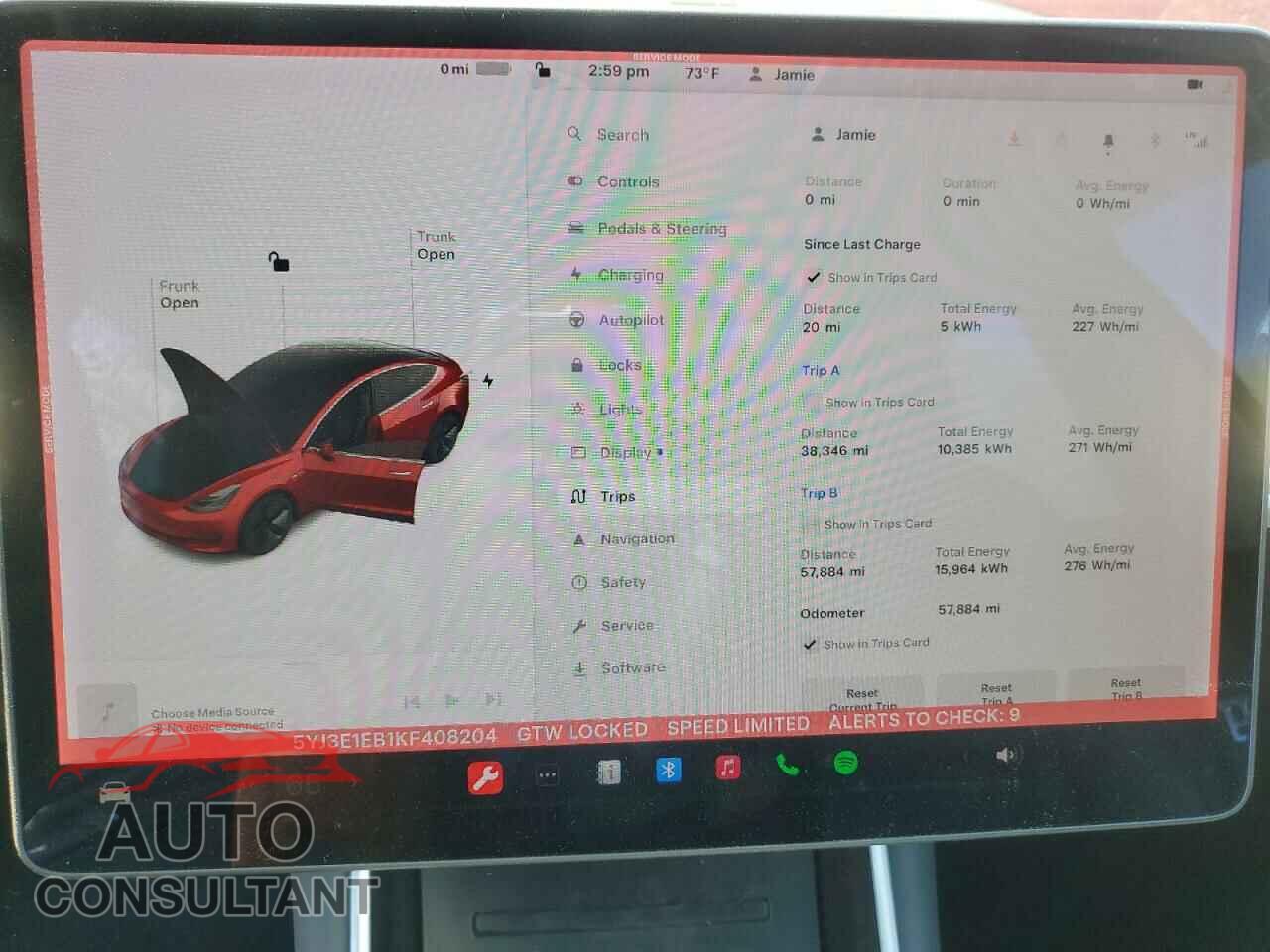 TESLA MODEL 3 2019 - 5YJ3E1EB1KF408204