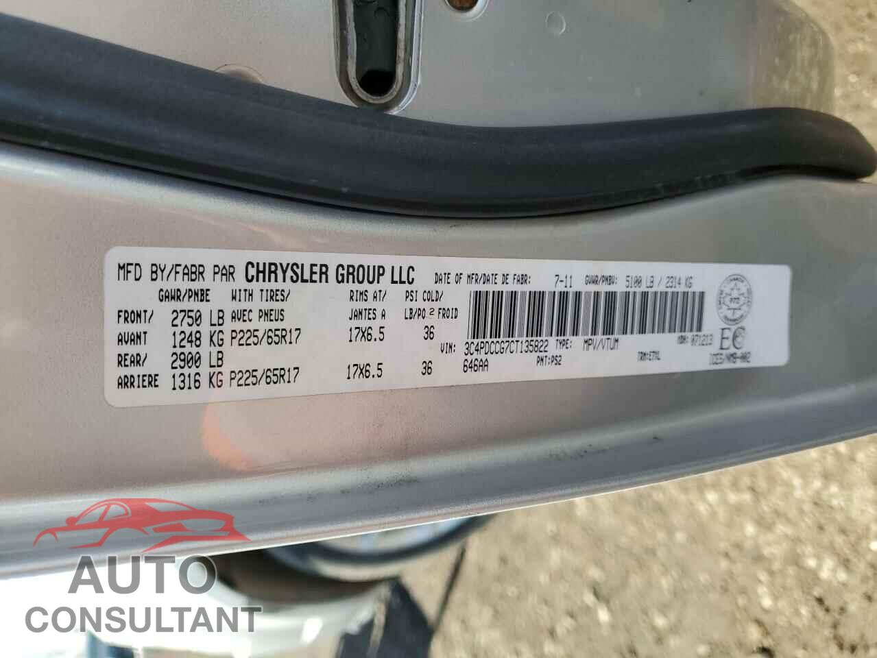DODGE JOURNEY 2012 - 3C4PDCCG7CT135822