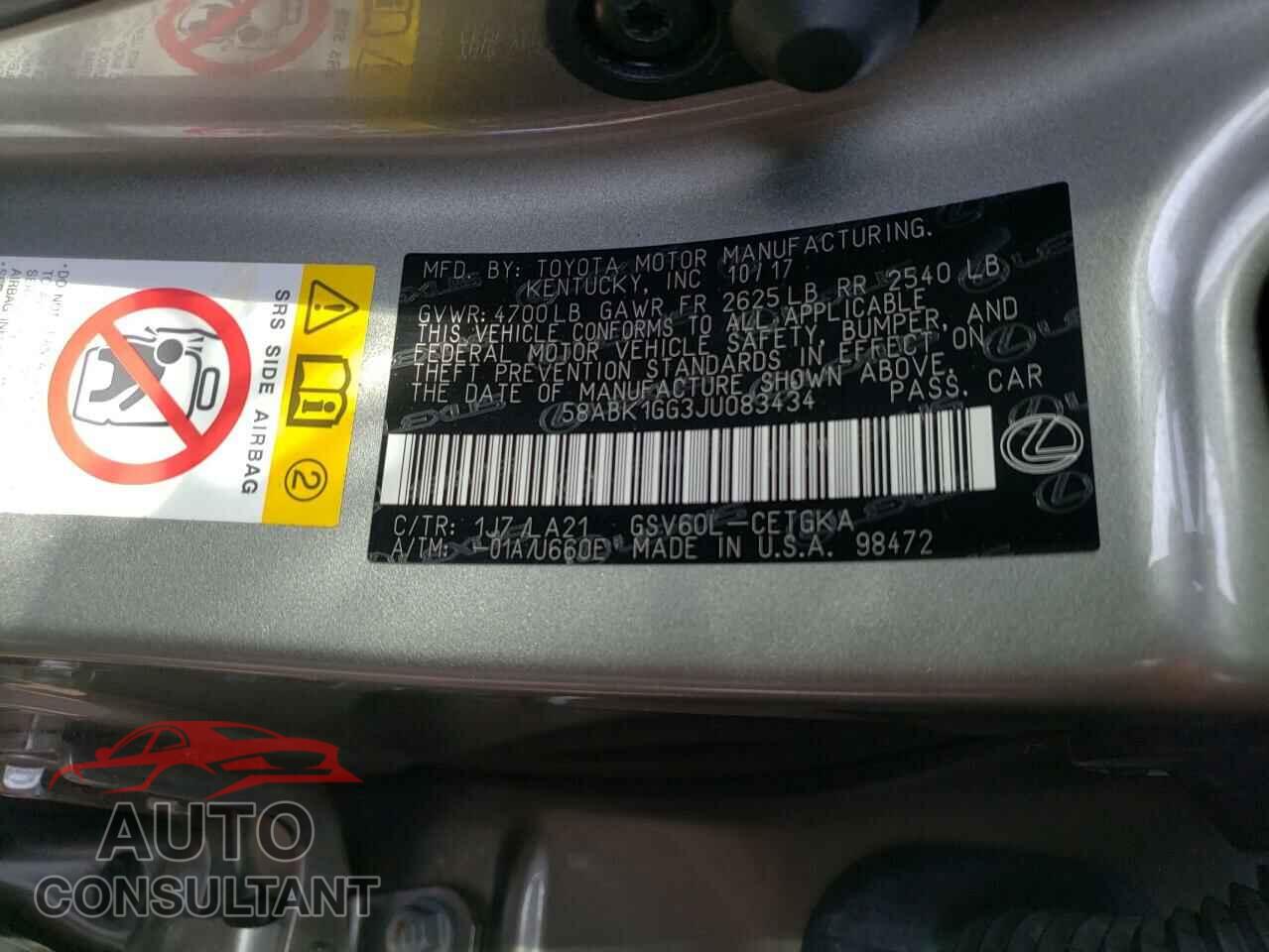 LEXUS ES350 2018 - 58ABK1GG3JU083434