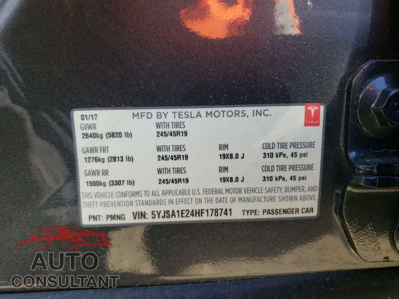 TESLA MODEL S 2017 - 5YJSA1E24HF178741