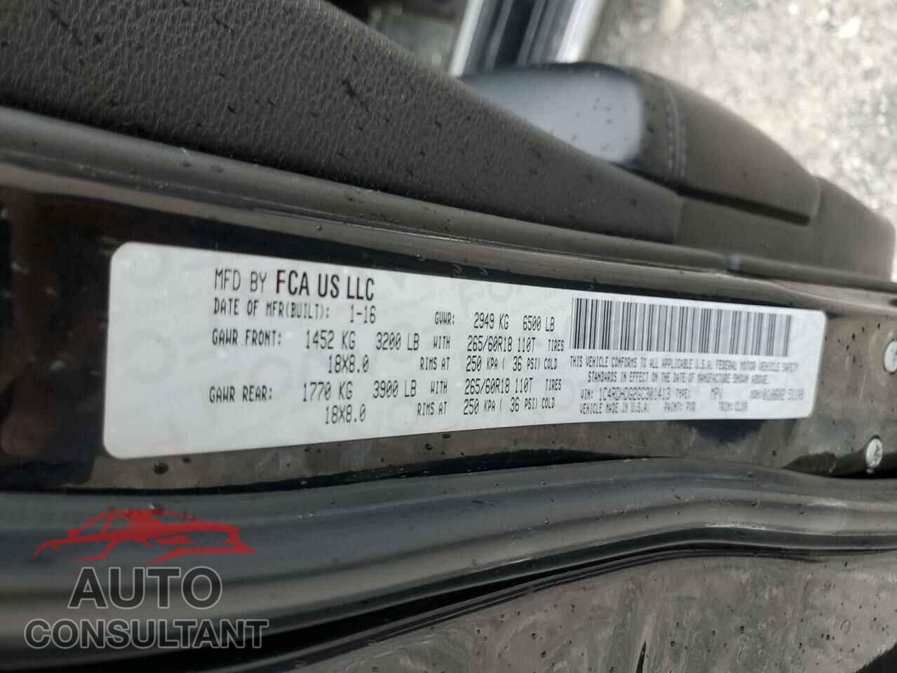 DODGE DURANGO 2016 - 1C4RDHDG2GC301413