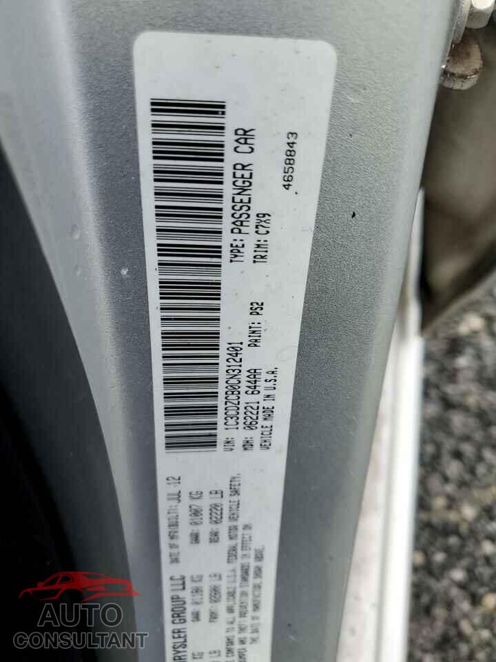DODGE AVENGER 2012 - 1C3CDZCB0CN312401