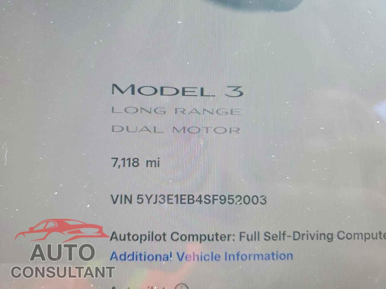TESLA MODEL 3 2025 - 5YJ3E1EB4SF952003