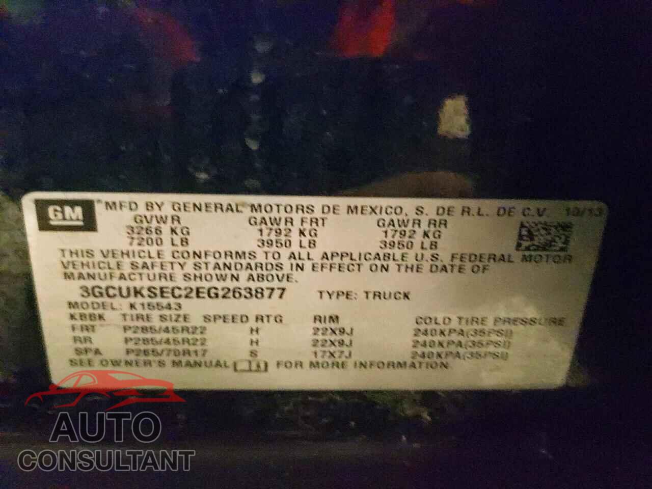 CHEVROLET SILVERADO 2014 - 3GCUKSEC2EG263877