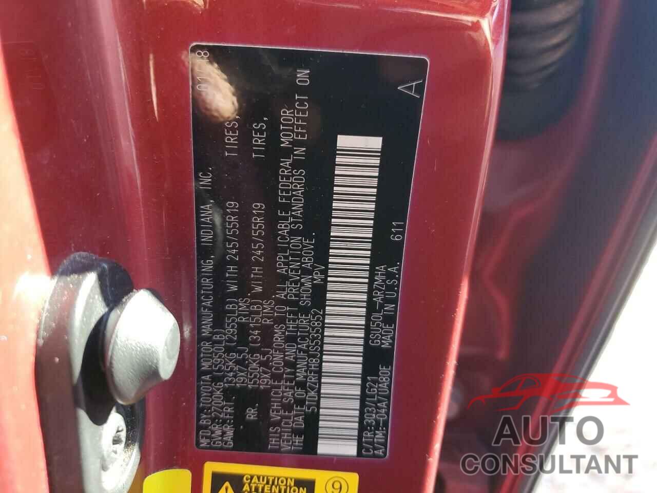 TOYOTA HIGHLANDER 2018 - 5TDKZRFH8JS535852