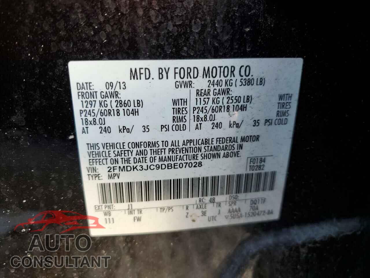 FORD EDGE 2013 - 2FMDK3JC9DBE07028