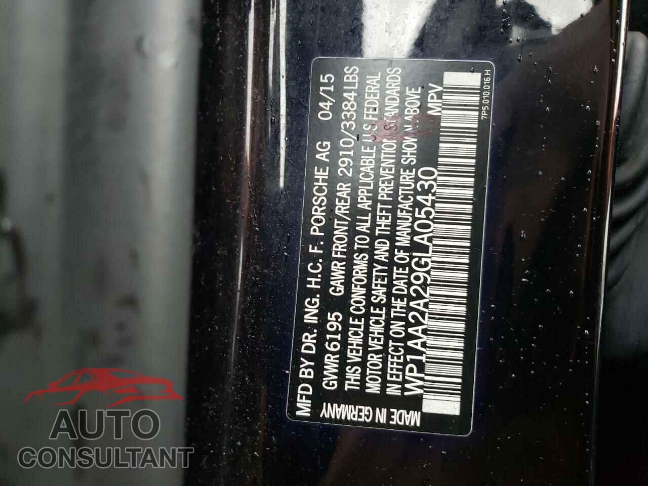 PORSCHE CAYENNE 2016 - WP1AA2A29GLA05430
