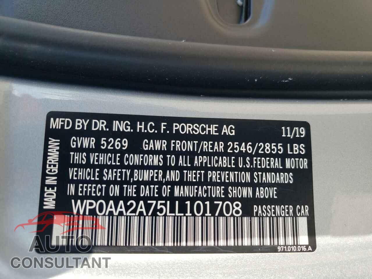 PORSCHE PANAMERA 2020 - WP0AA2A75LL101708