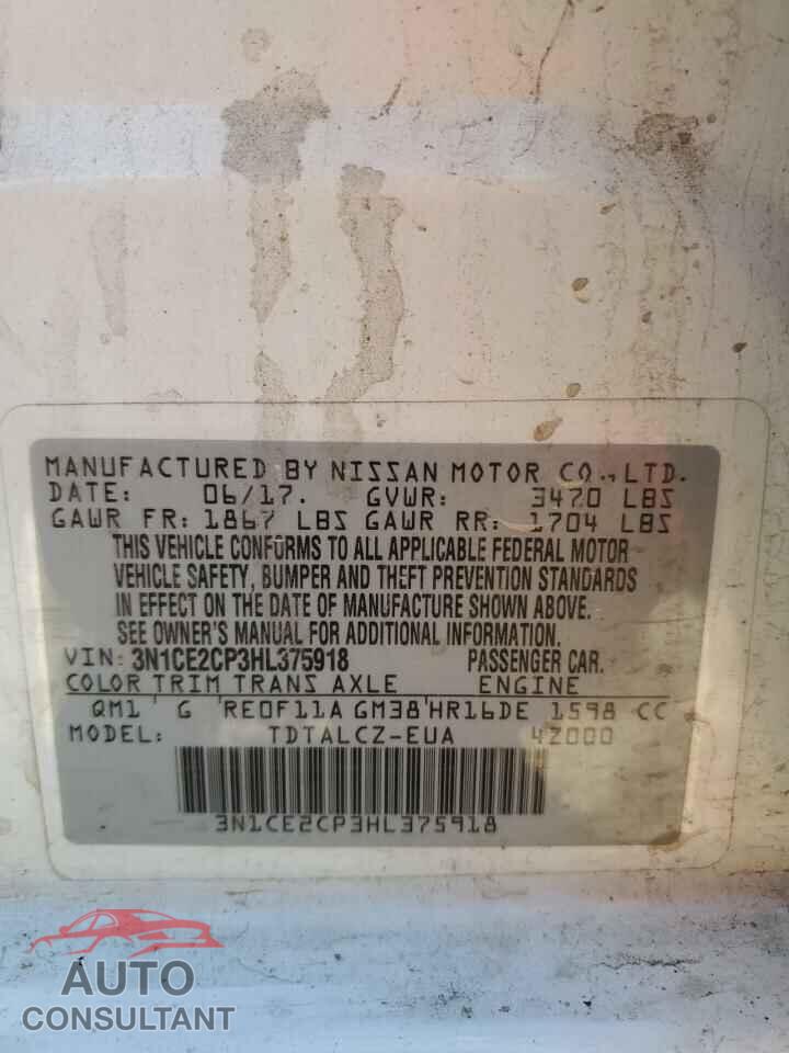 NISSAN VERSA 2017 - 3N1CE2CP3HL375918