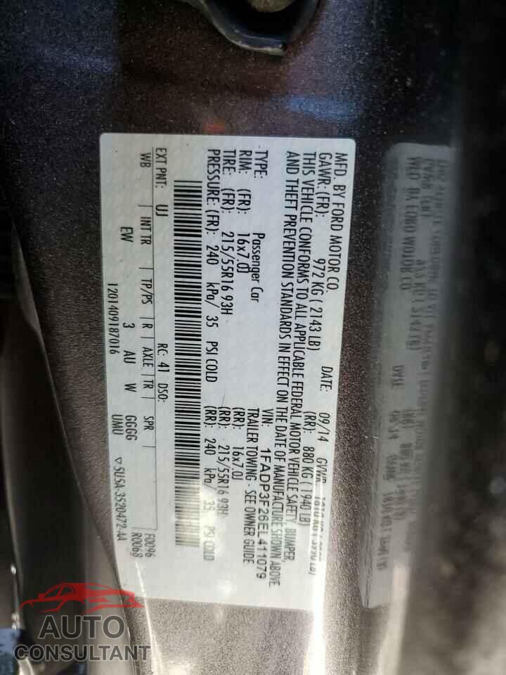 FORD FOCUS 2014 - 1FADP3F26EL411079