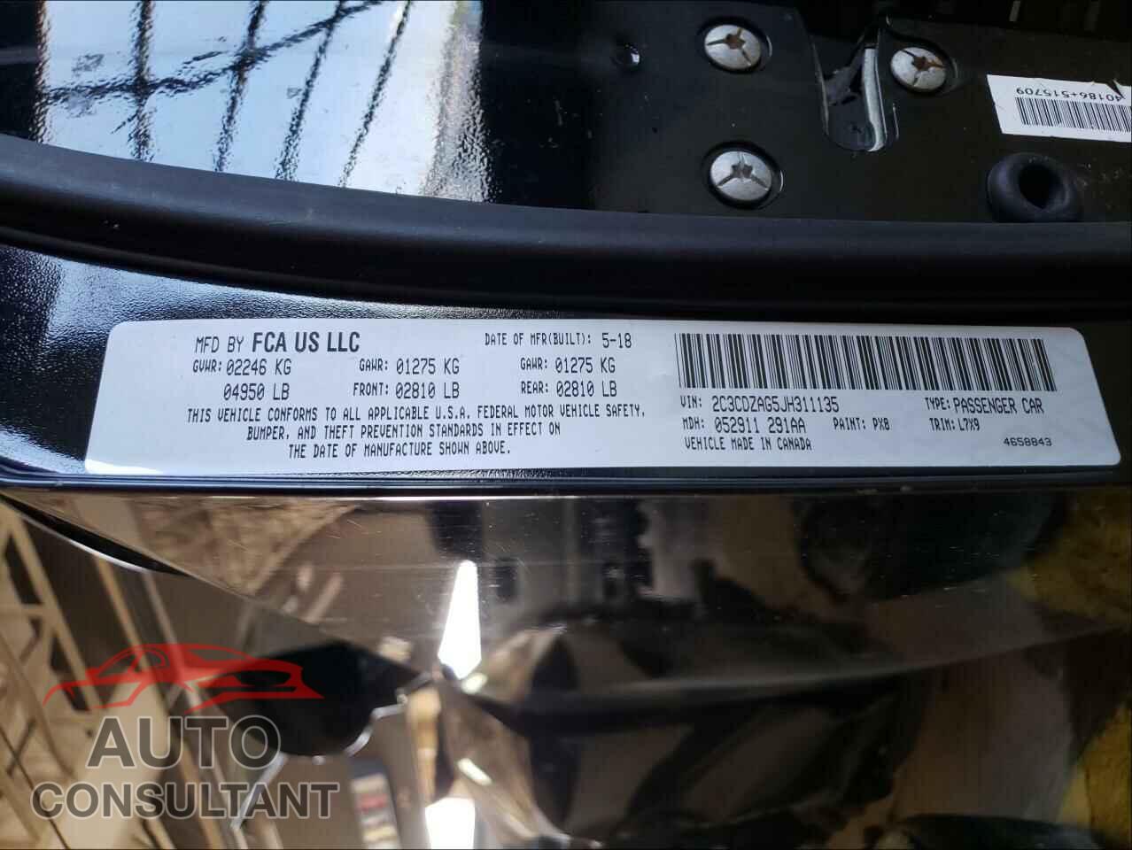 DODGE CHALLENGER 2018 - 2C3CDZAG5JH311135