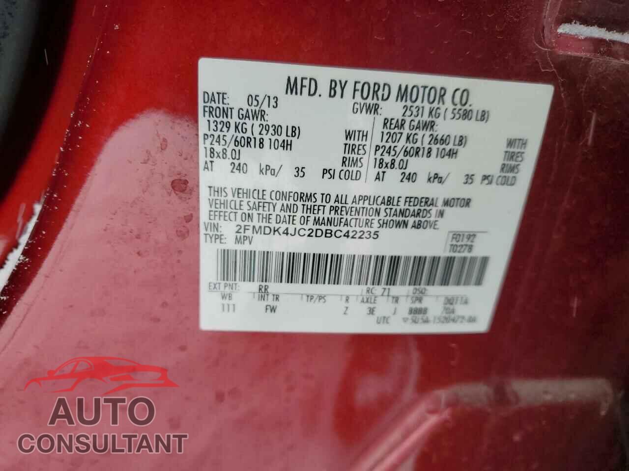 FORD EDGE 2013 - 2FMDK4JC2DBC42235