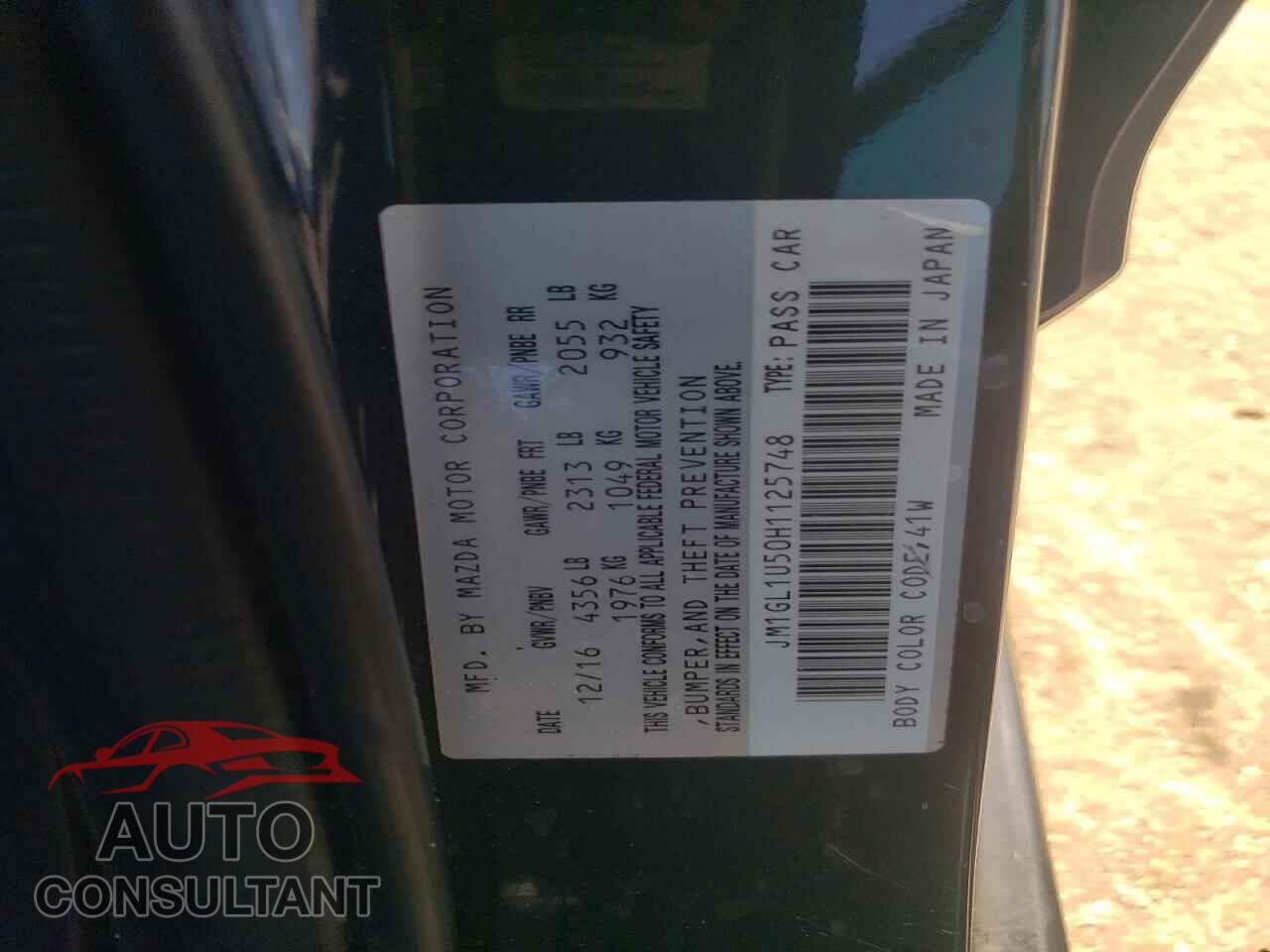 MAZDA 6 2017 - JM1GL1U50H1125748