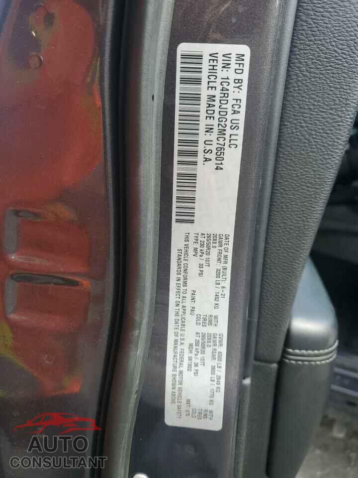DODGE DURANGO 2021 - 1C4RDJDG2MC765014