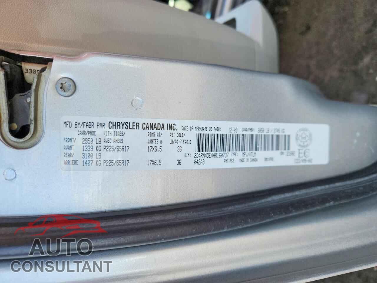 DODGE CARAVAN 2010 - 2D4RN4DE4AR160737
