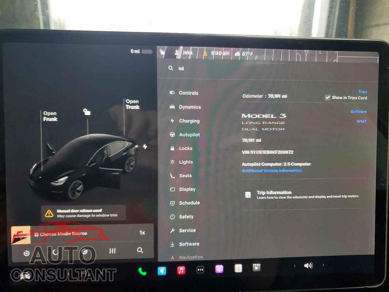 TESLA MODEL 3 2019 - 5YJ3E1EB6KF208872