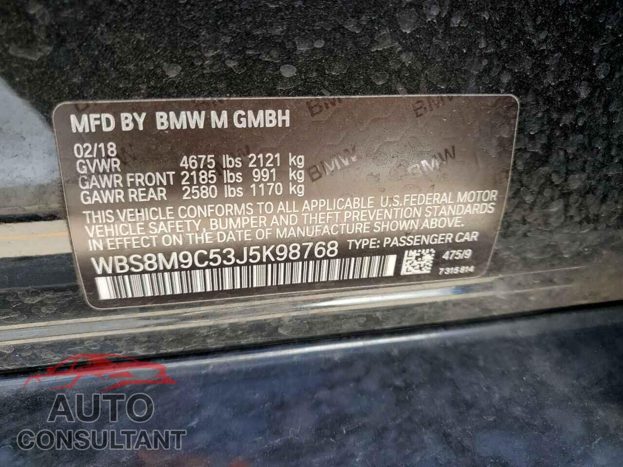 BMW M3 2018 - WBS8M9C53J5K98768