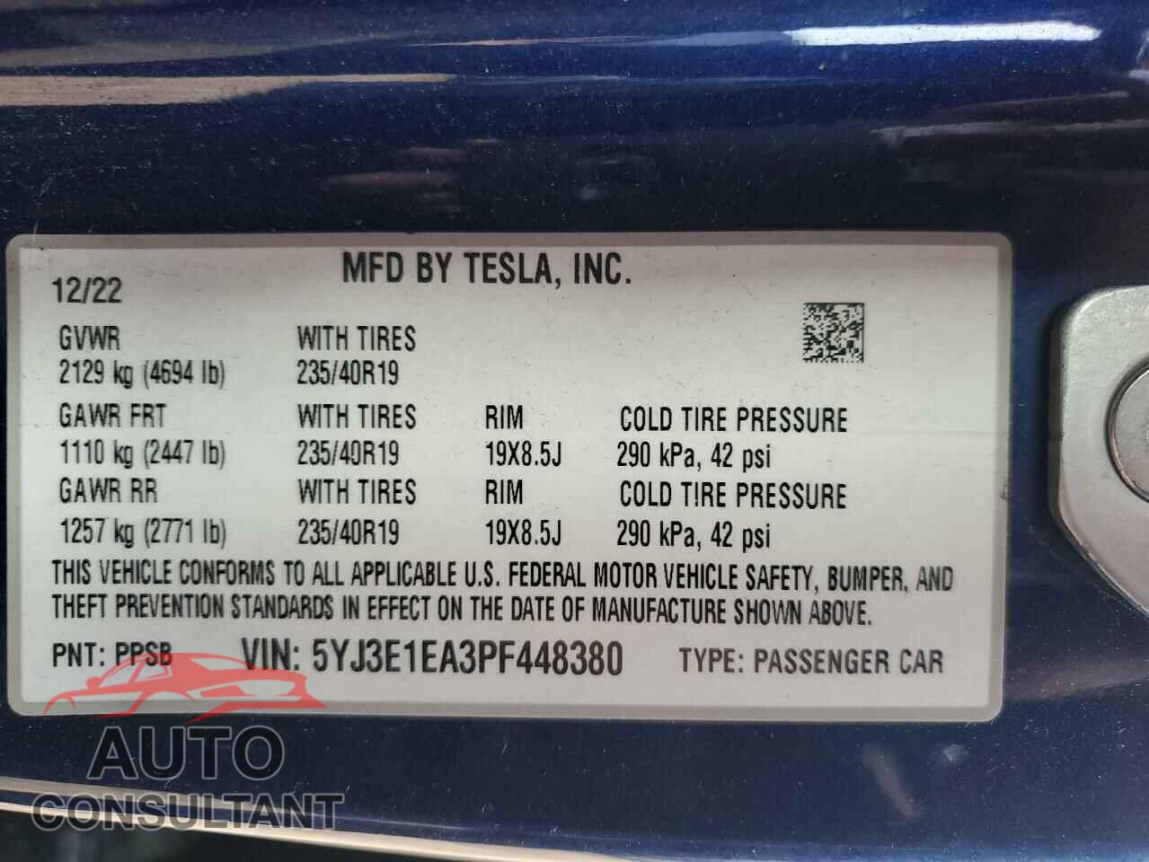 TESLA MODEL 3 2023 - 5YJ3E1EA3PF448380