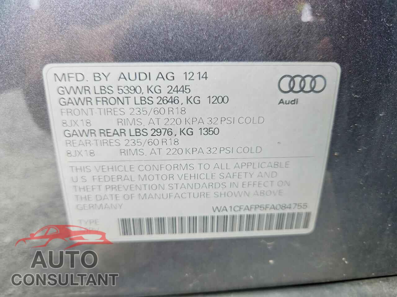 AUDI Q5 2015 - WA1CFAFP5FA084755