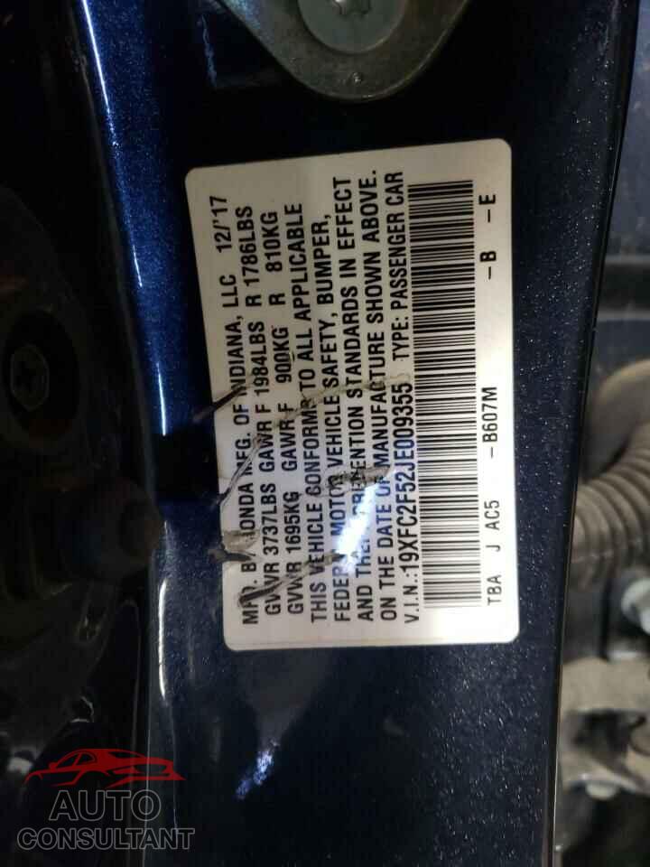 HONDA CIVIC 2018 - 19XFC2F52JE009355
