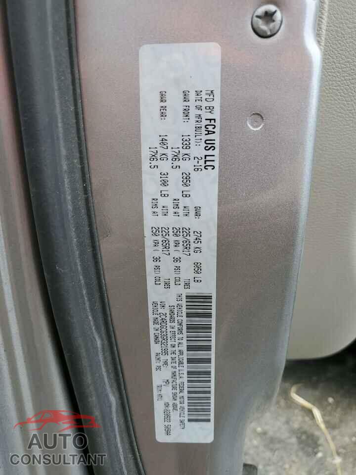 DODGE CARAVAN 2016 - 2C4RDGCG3GR321995