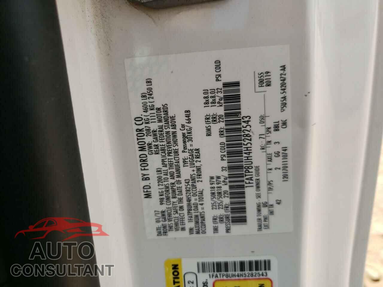 FORD MUSTANG 2017 - 1FATP8UH4H5282543