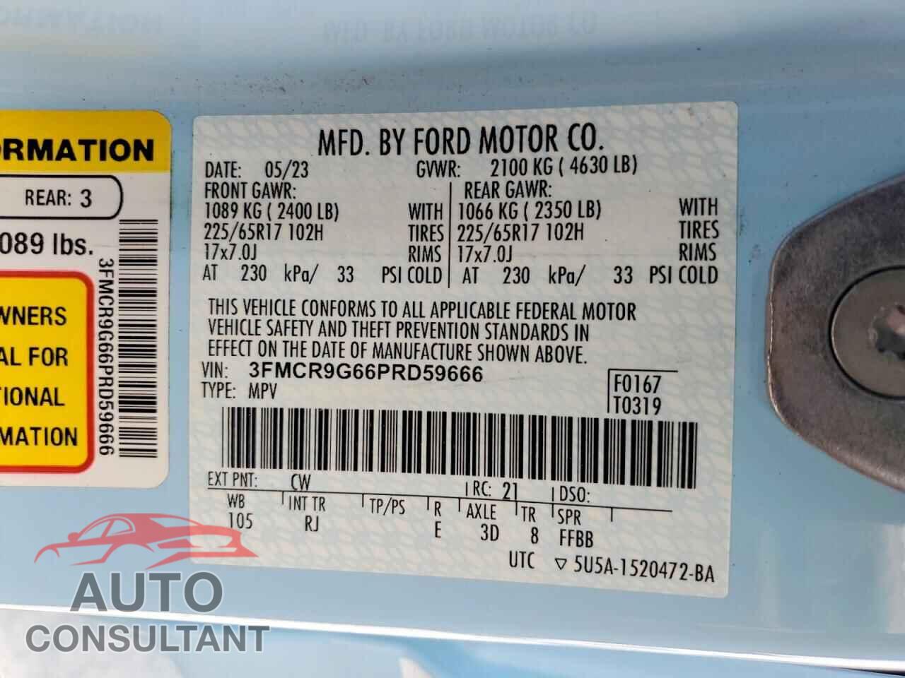 FORD BRONCO 2023 - 3FMCR9G66PRD59666