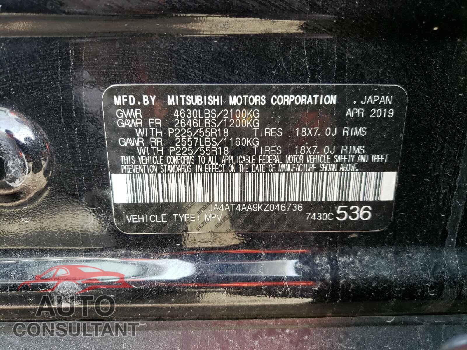 MITSUBISHI ECLIPSE 2019 - JA4AT4AA9KZ046736