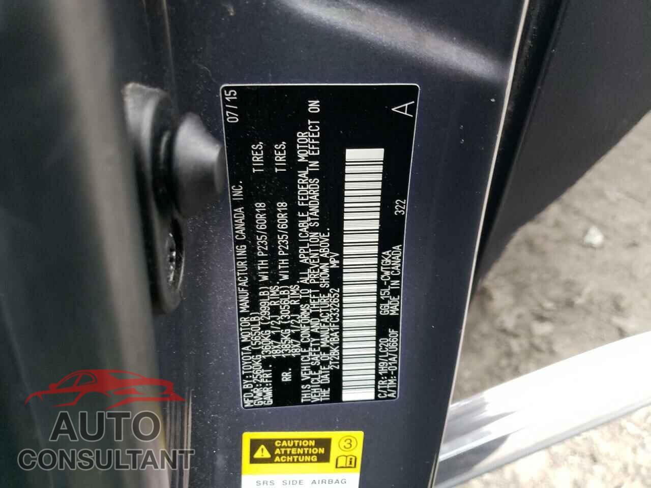 LEXUS RX350 2015 - 2T2BK1BA1FC332652