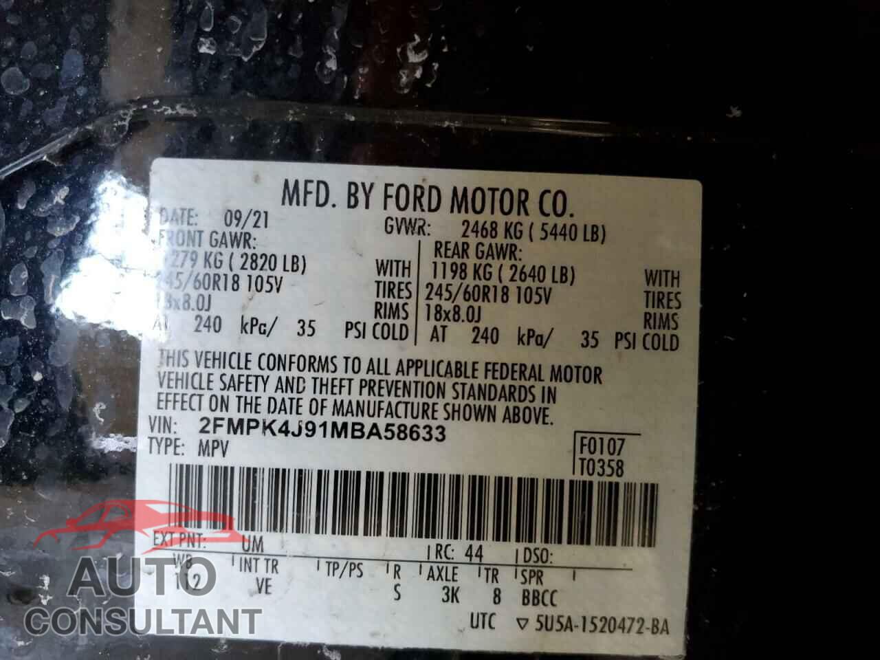 FORD EDGE 2021 - 2FMPK4J91MBA58633