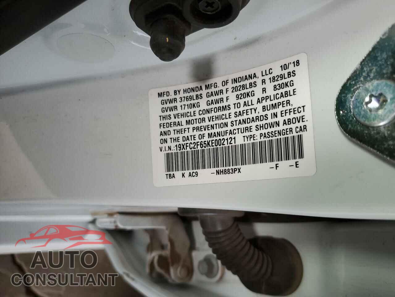 HONDA CIVIC 2019 - 19XFC2F65KE002121