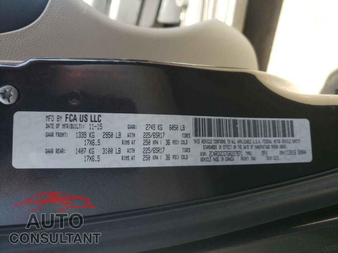 DODGE GRAND CARA 2016 - 2C4RDGCG7GR227571