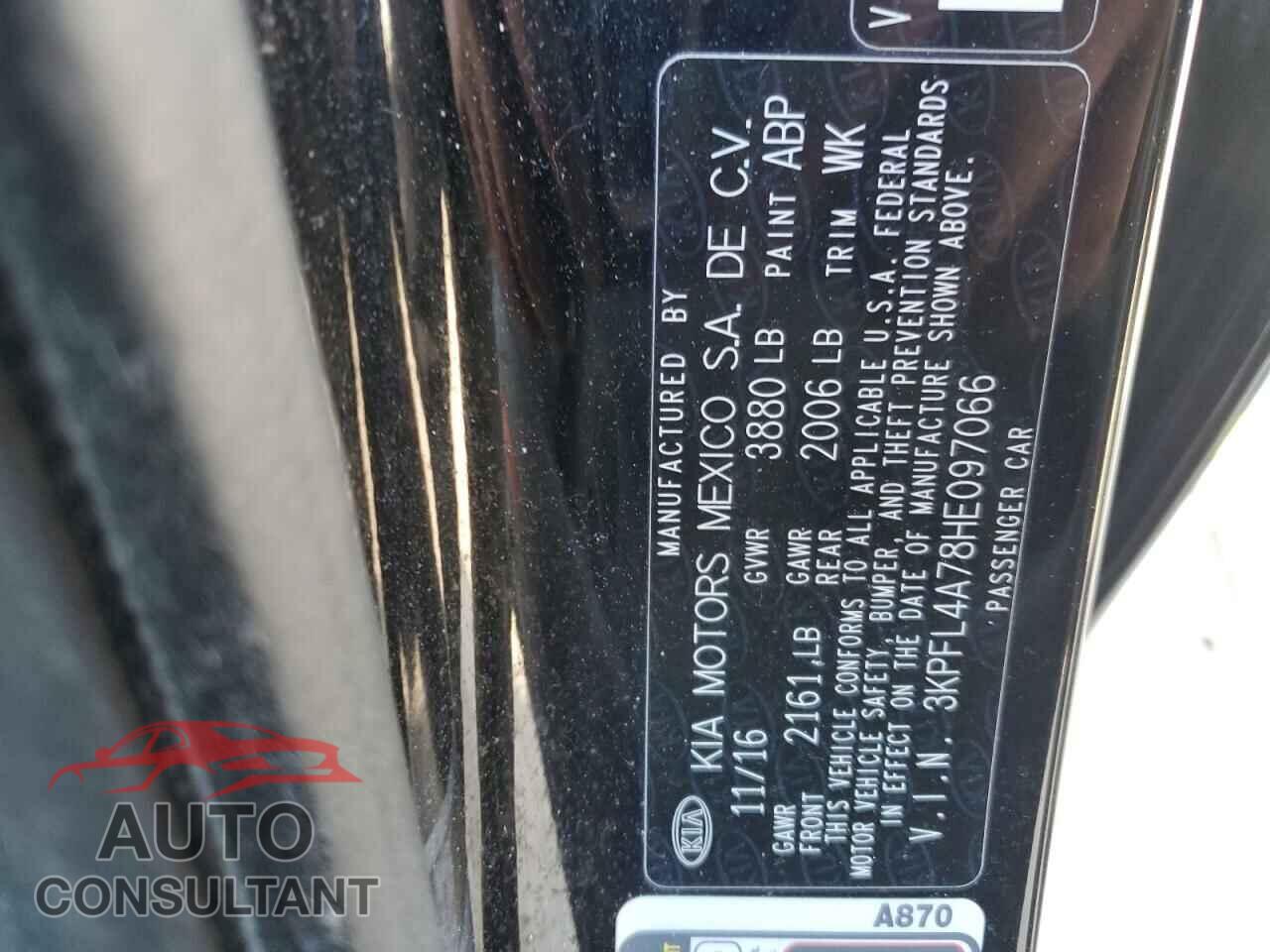 KIA FORTE 2017 - 3KPFL4A78HE097066