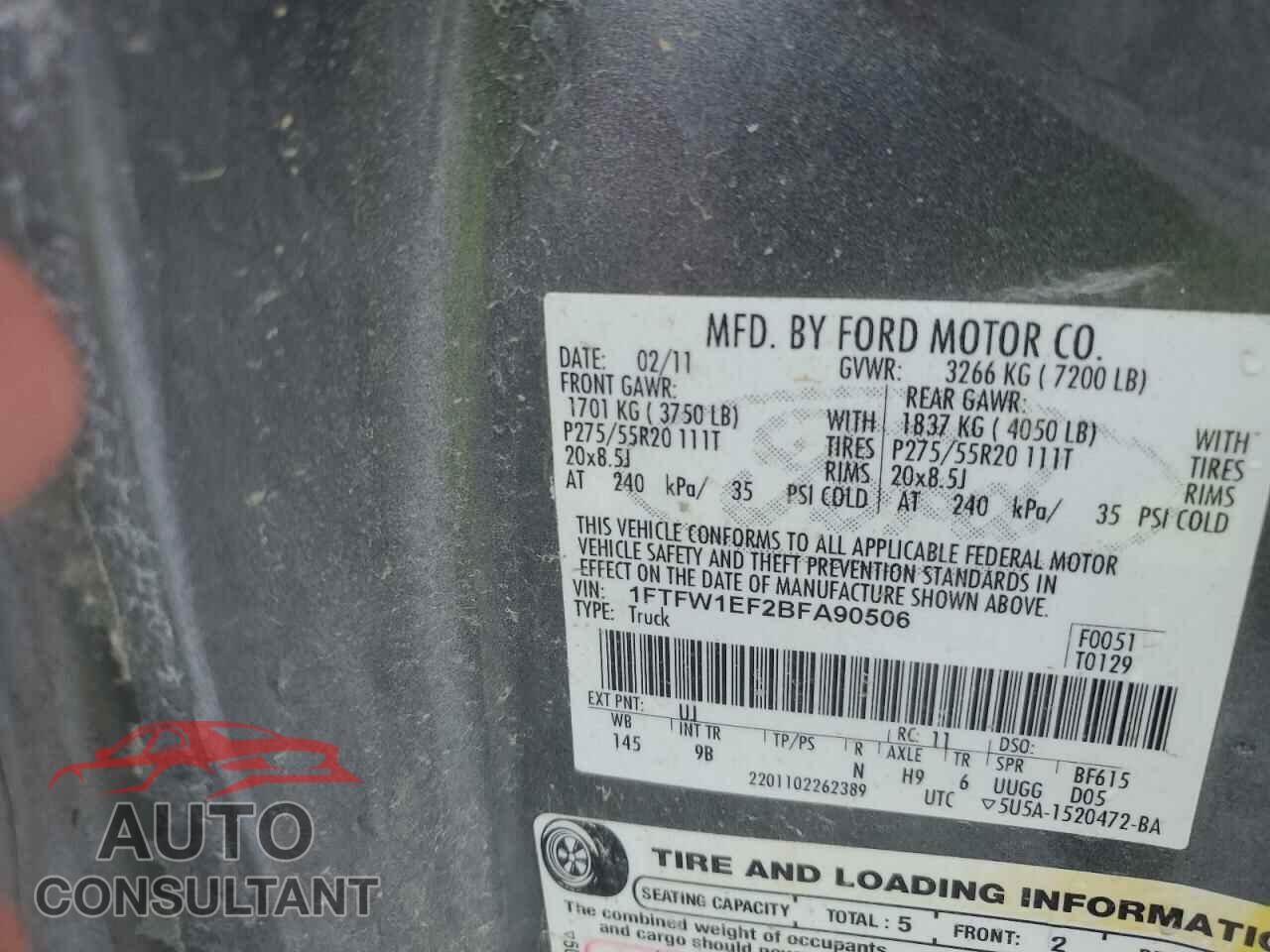 FORD F-150 2011 - 1FTFW1EF2BFA90506