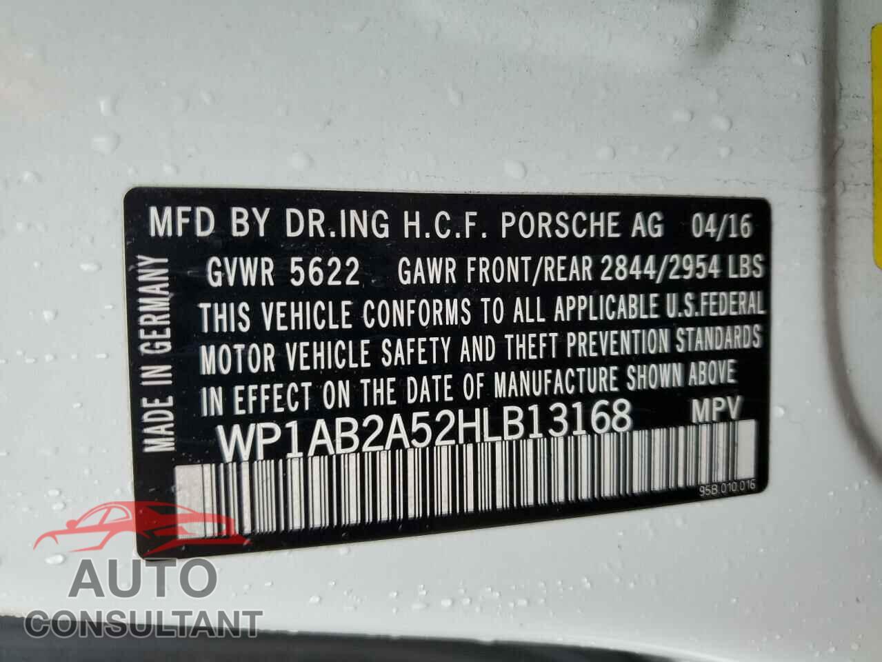 PORSCHE MACAN 2017 - WP1AB2A52HLB13168