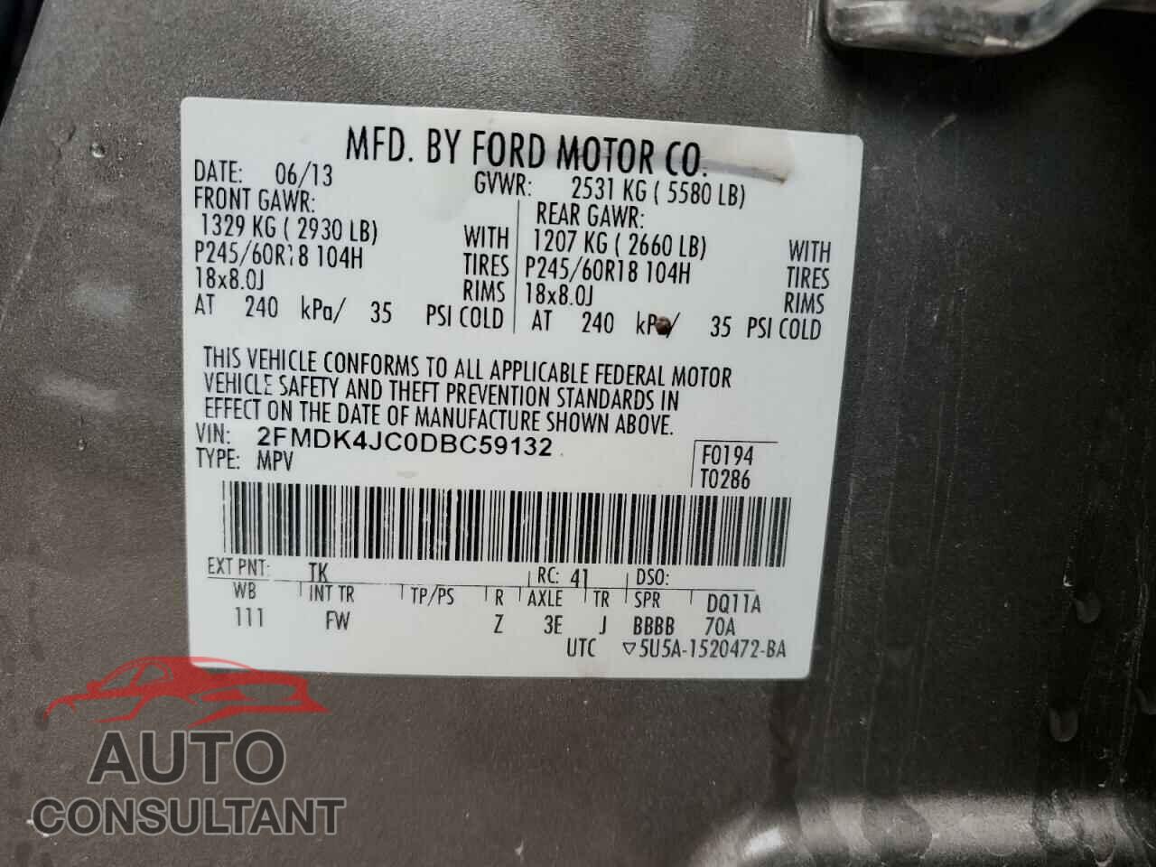 FORD EDGE 2013 - 2FMDK4JC0DBC59132