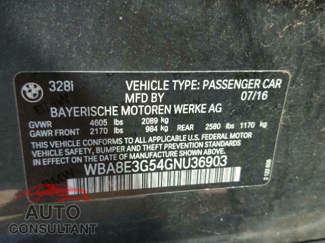 BMW 3 SERIES 2016 - WBA8E3G54GNU36903