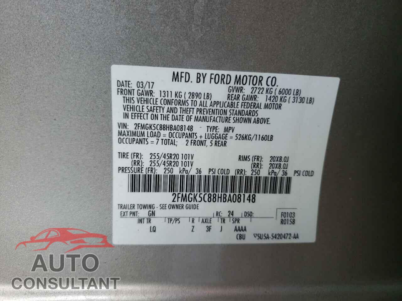 FORD FLEX 2017 - 2FMGK5C88HBA08148